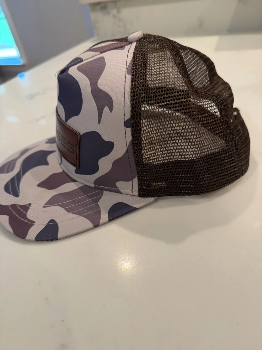 Camo Trucker Hat in Purple and Brown